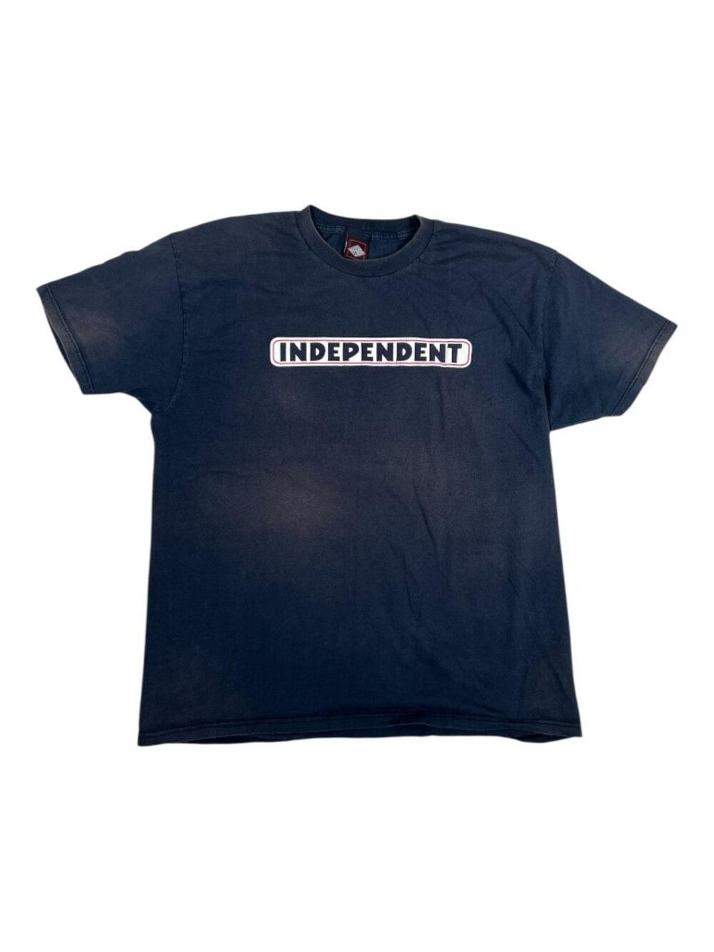 Vintage Independent Trucks T-Shirt Mens XL Blue Skateboard Spell Out Logo Faded